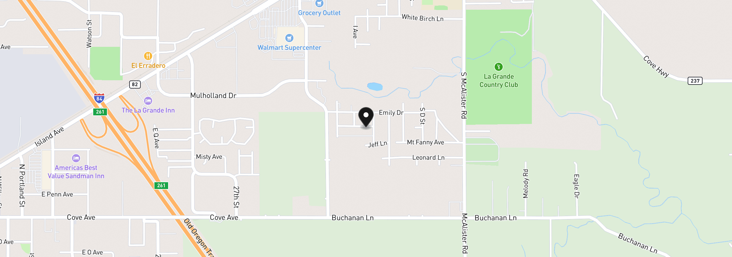 Map showing the location of 10603 Greg Ln, Island City, OR 97850