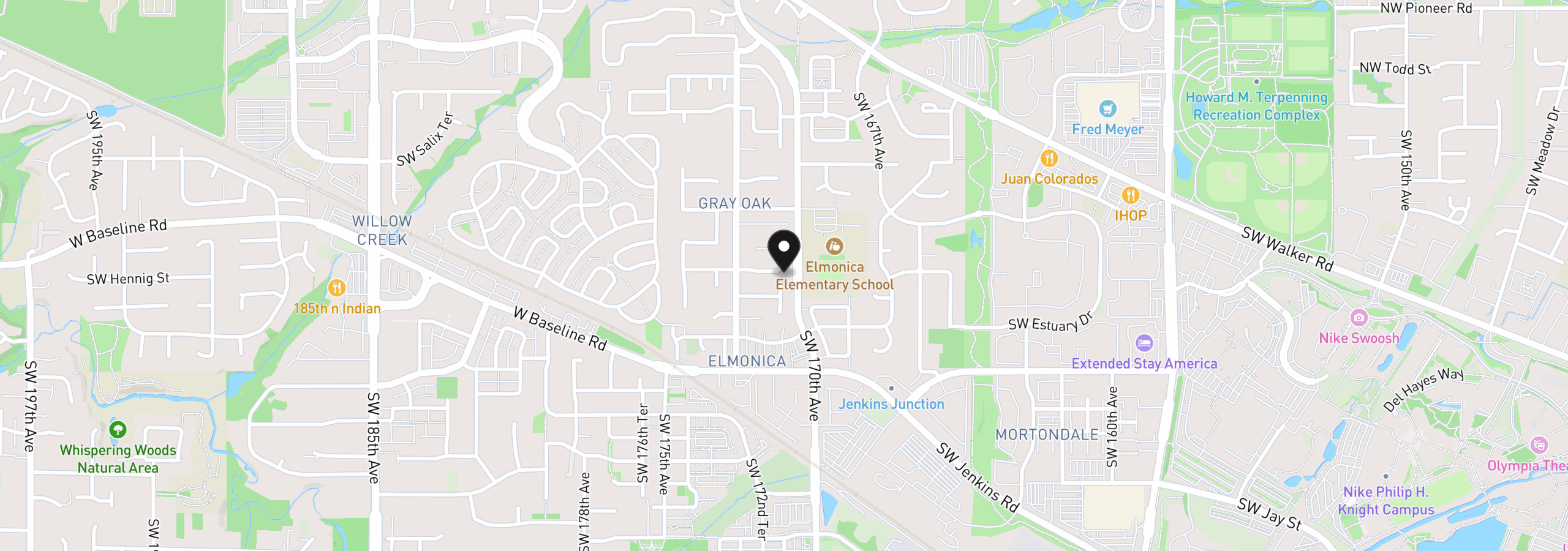 Map showing the location of Waterleaf, Beaverton, OR 97006