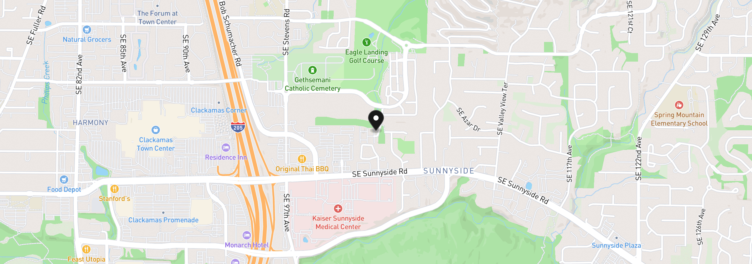 Map showing the location of 12105 SE High Creek Rd, Happy Valley, OR 97086