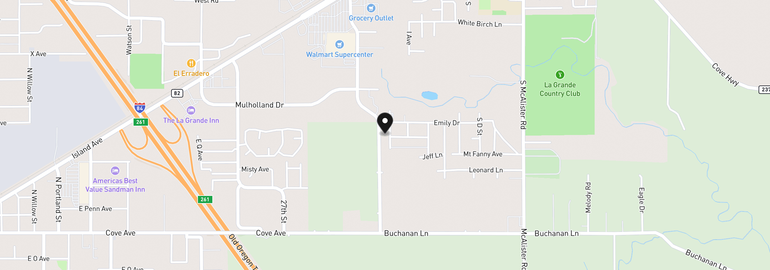 Map showing the location of 10804 Carrie Way, Island City, OR 97850