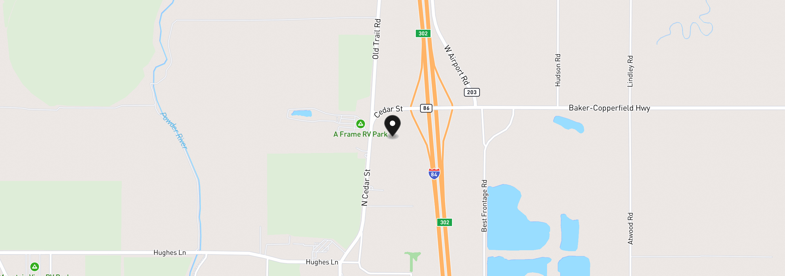 Map showing the location of 1 Cedar St, Baker City, OR 97814