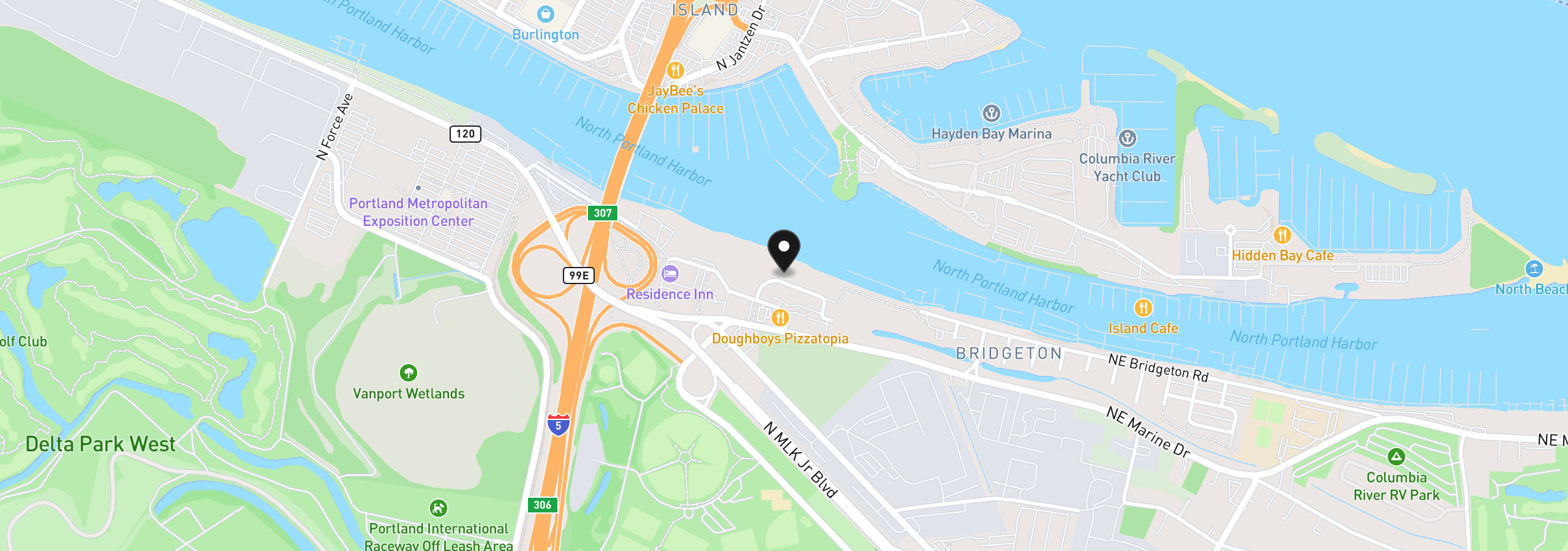 Map showing the location of 905 N Harbour Dr #6, Portland, OR 97217