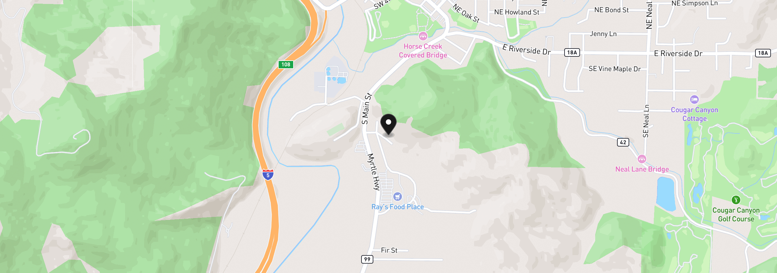 Map showing the location of SE Ardis Ave 7, Myrtle Creek, OR 97457