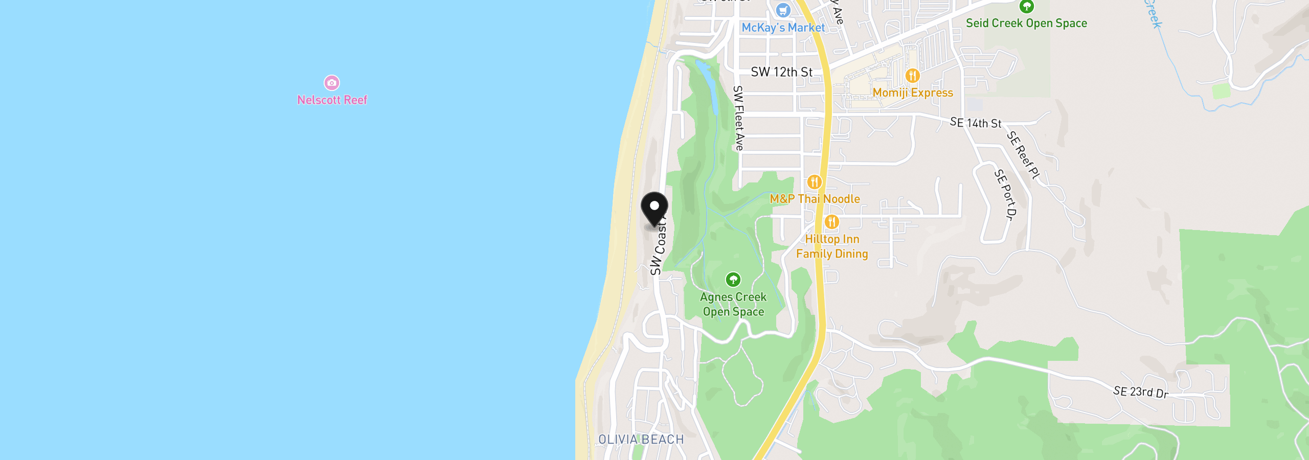 Map showing the location of 1933 SW Coast Ave, Lincoln City, OR 97367