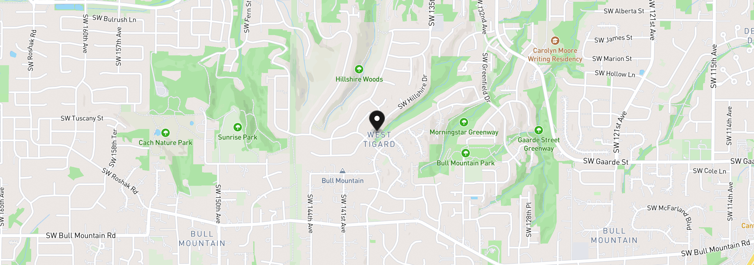 Map showing the location of 13784 SW Hillshire Dr, Tigard, OR 97223