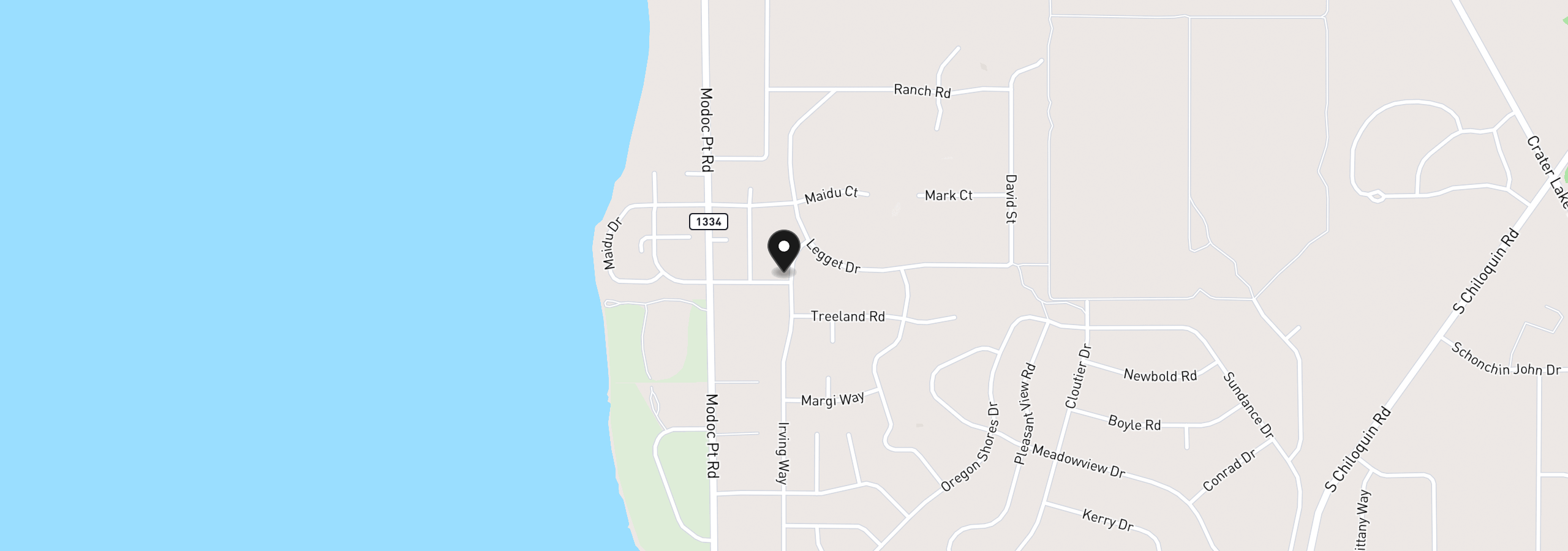 Map showing the location of Shoshoni Way Lot ~ 4, Chiloquin, OR 97624