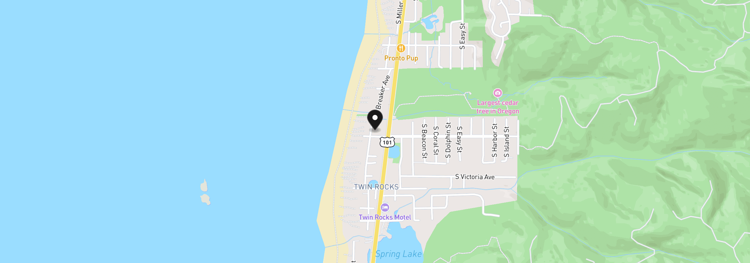 Map showing the location of 972 S Breaker Ave, Rockaway Beach, OR 97136