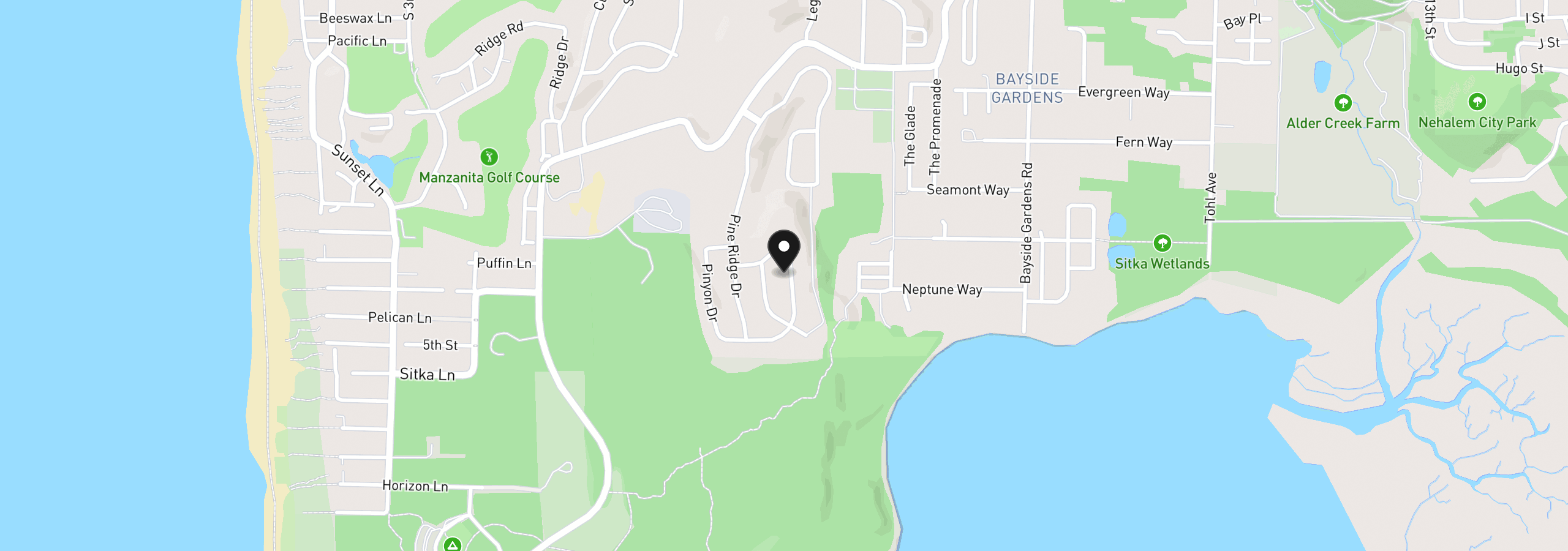 Map showing the location of 34720 Lodgepole Dr, Manzanita, OR 97130