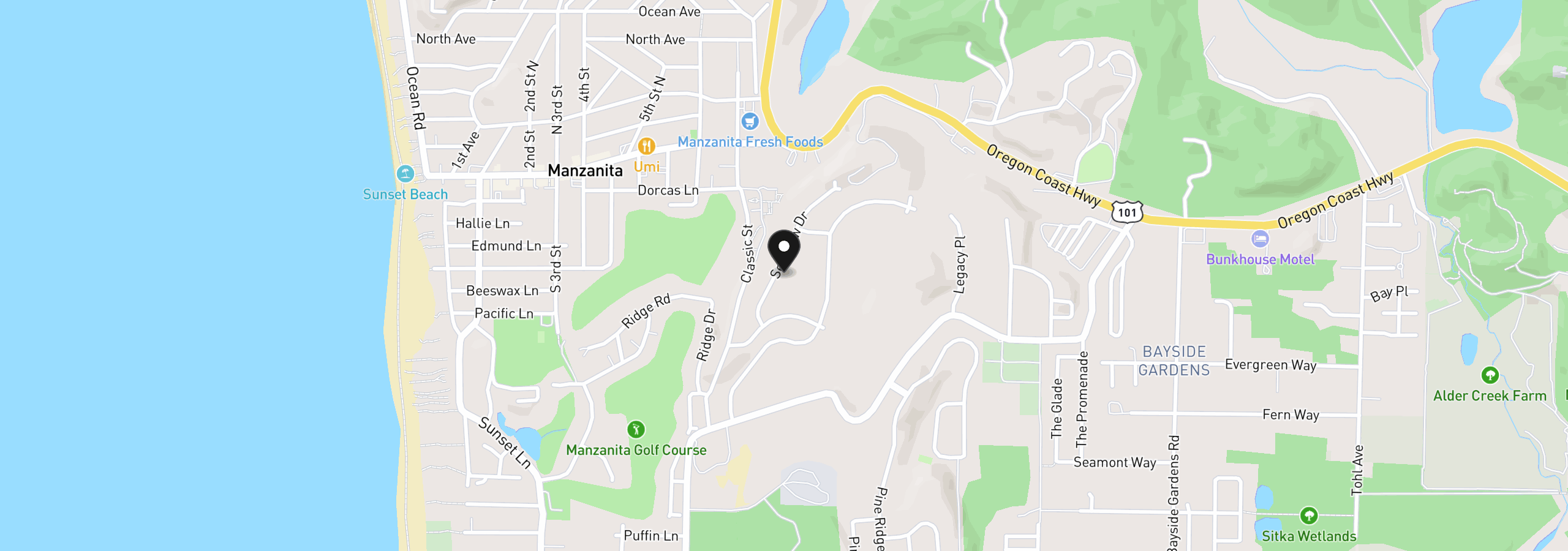 Map showing the location of 536 Sea View Dr, Manzanita, OR 97130