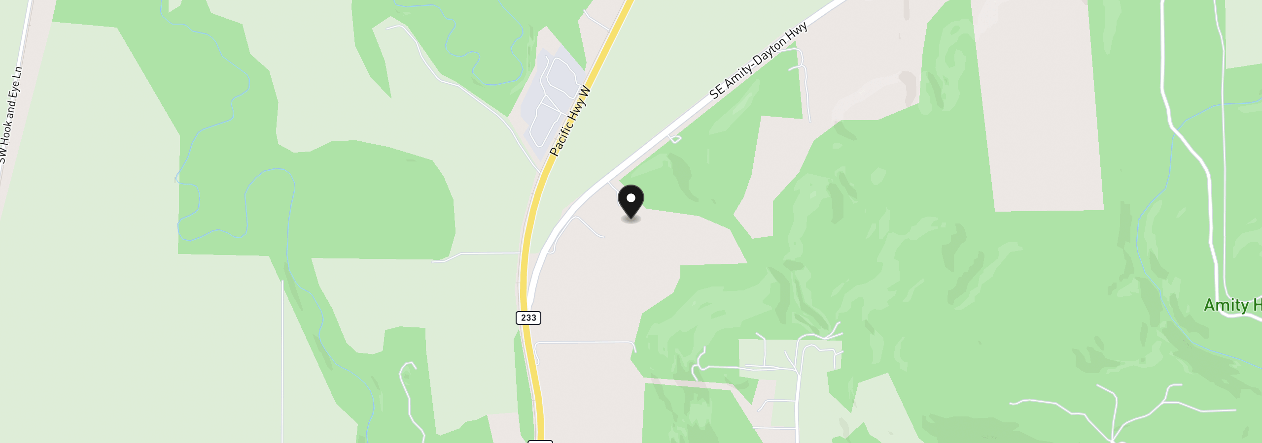 Map showing the location of 3406 SE Amity Dayton Hwy, Amity, OR 97101