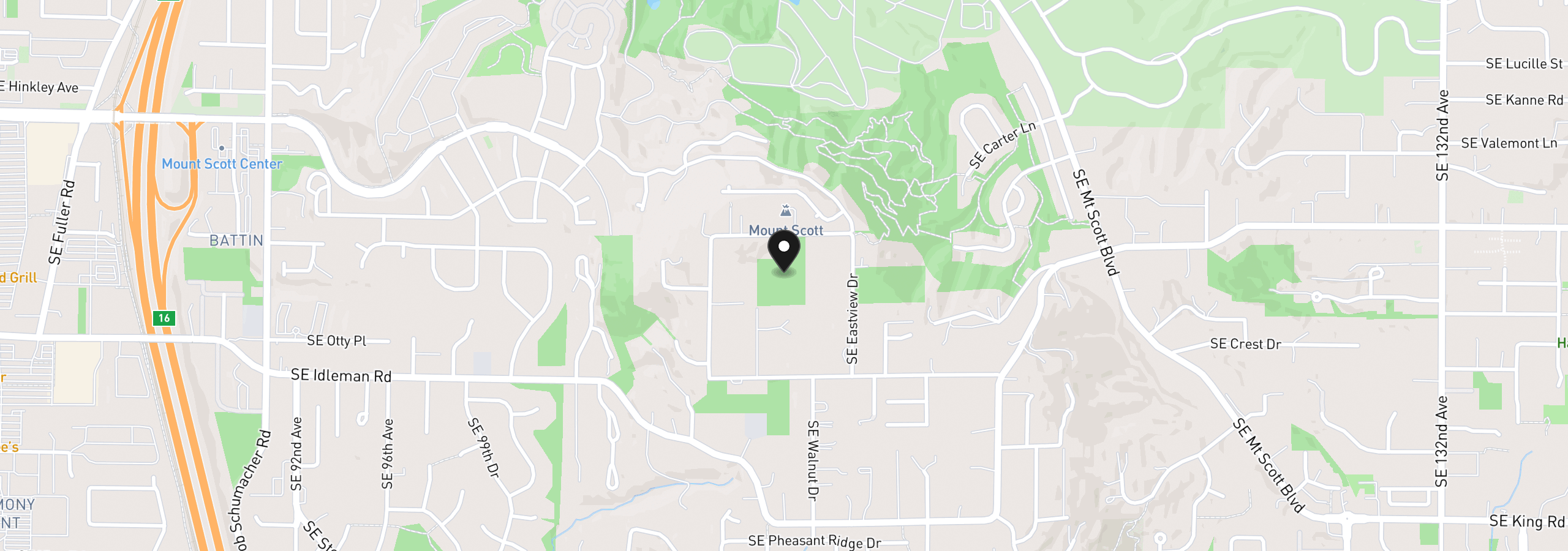 Map showing the location of 10986 SE Ridgeway Dr, Happy Valley, OR 97086