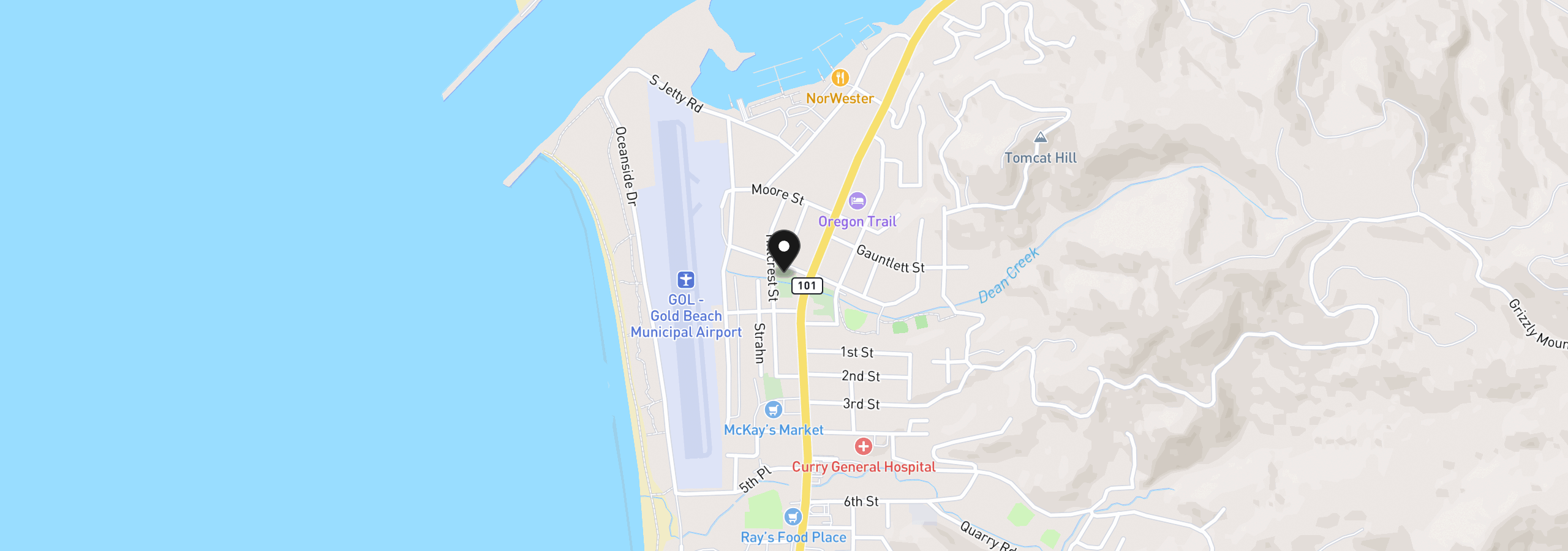 Map showing the location of 0 Hillcrest St, Gold Beach, OR 97444