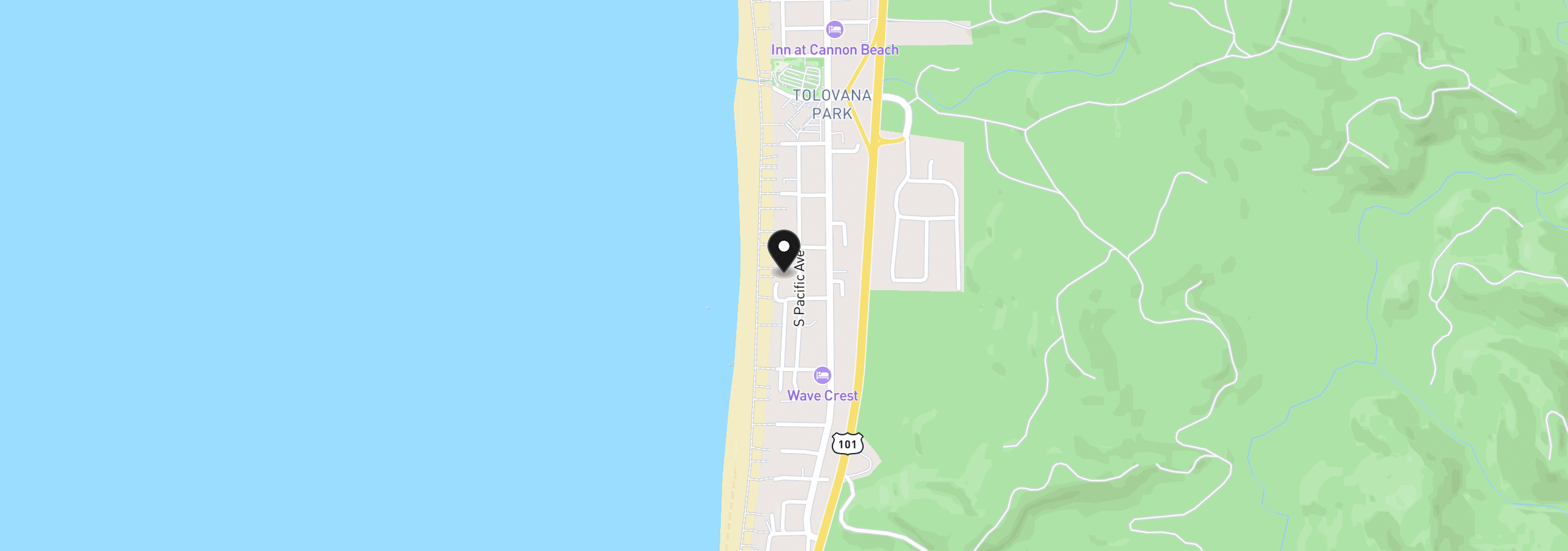 Map showing the location of 3764 Pacific Ave, Cannon Beach, OR 97110