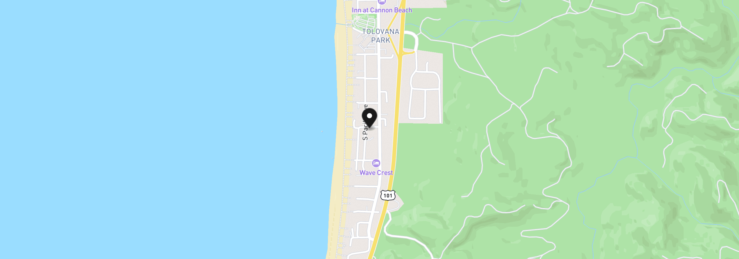 Map showing the location of 163 W Orford St, Cannon Beach, OR 97110