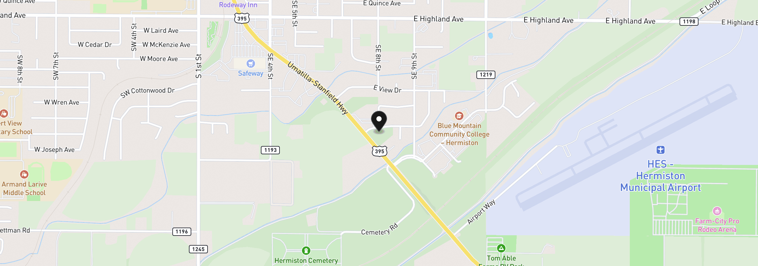 Map showing the location of 810 Evelyn St, Hermiston, OR 97838