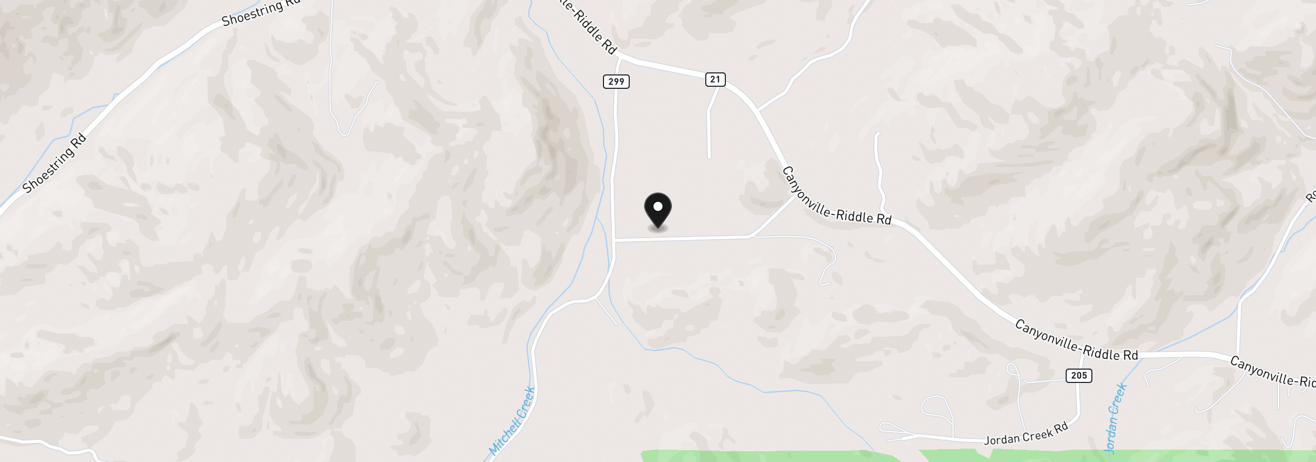 Map showing the location of 449 Evergreen Ridge Rd, Riddle, OR 97469