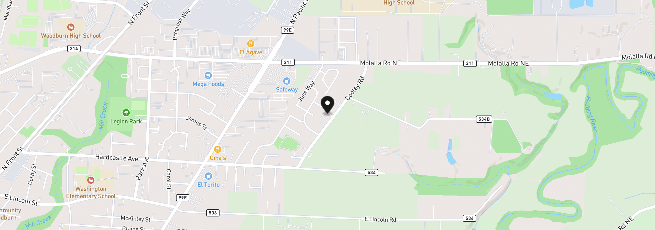 Map showing the location of 1475 -1487 Barn Ct, Woodburn, OR 97071