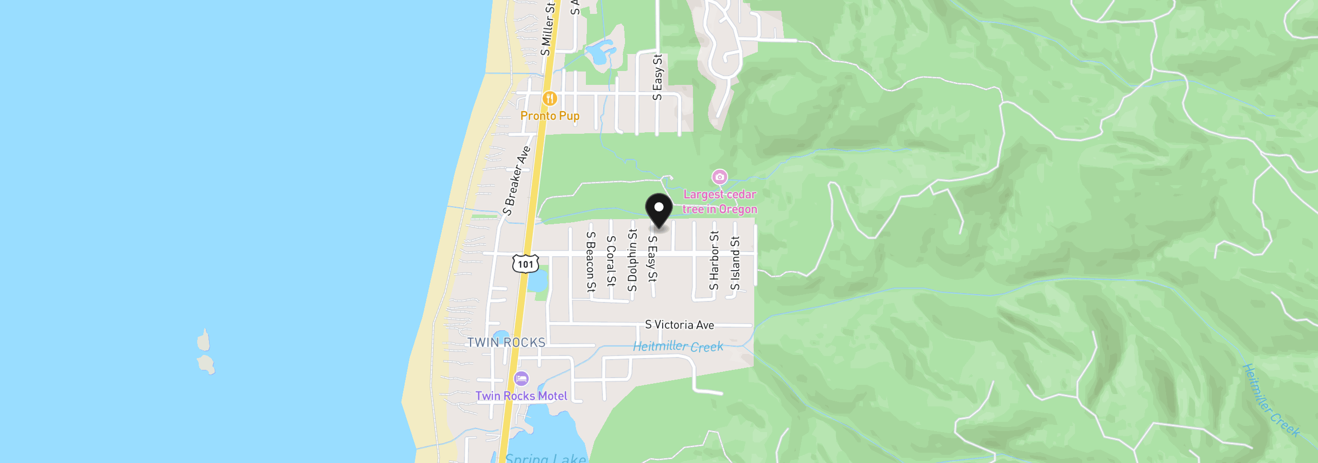 Map showing the location of 946 S Easy St, Rockaway Beach, OR 97136