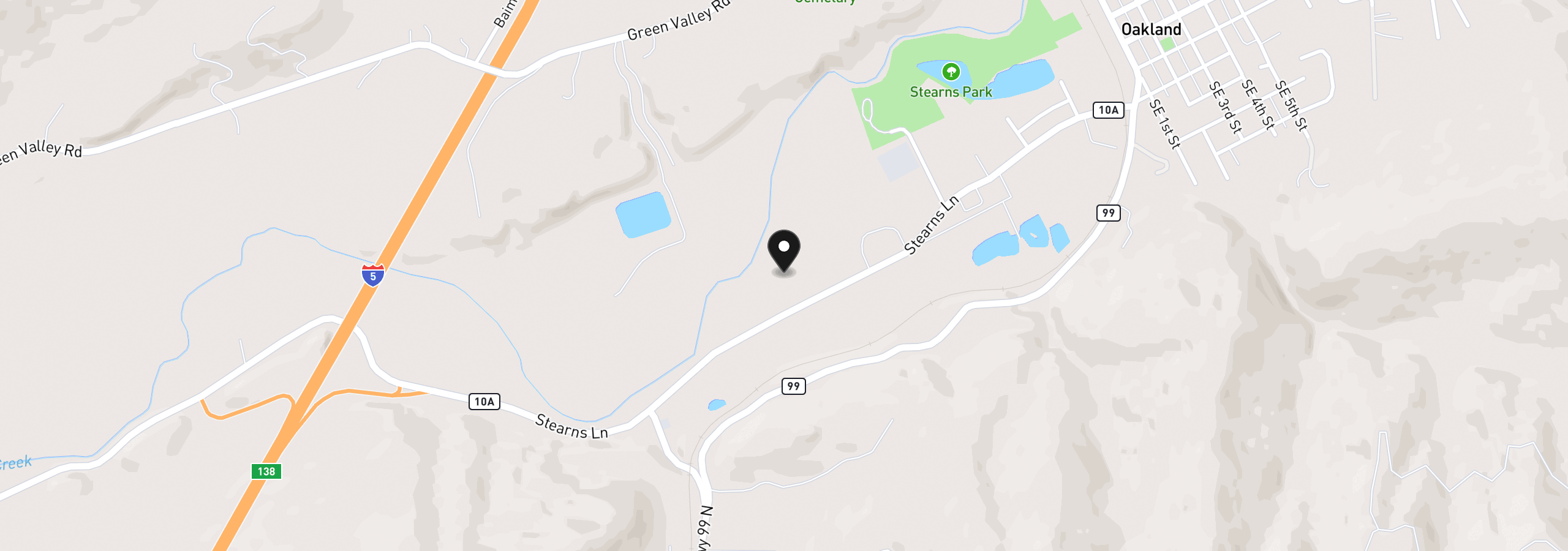Map showing the location of 843 Stearns Ln, Oakland, OR 97462