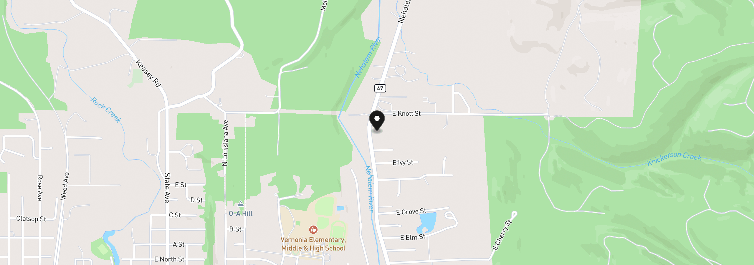 Map showing the location of 1852 N Mist Dr, Vernonia, OR 97064