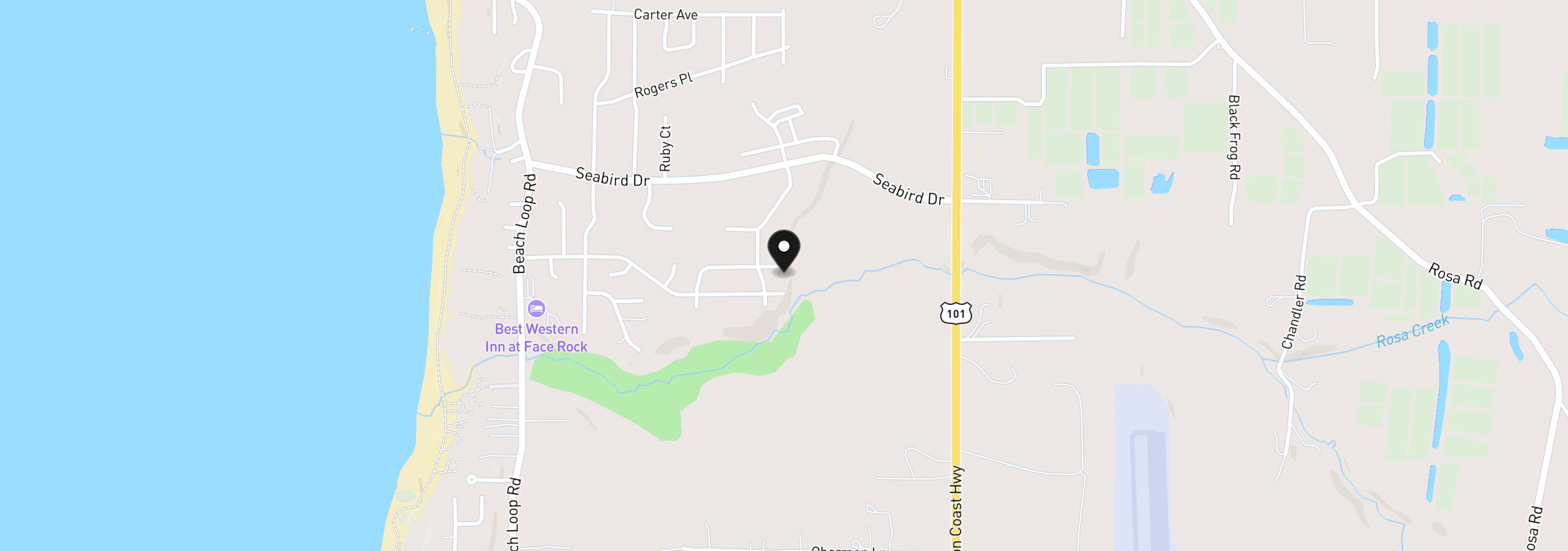 Map showing the location of 649 Spyglass Dr, Bandon, OR 97411