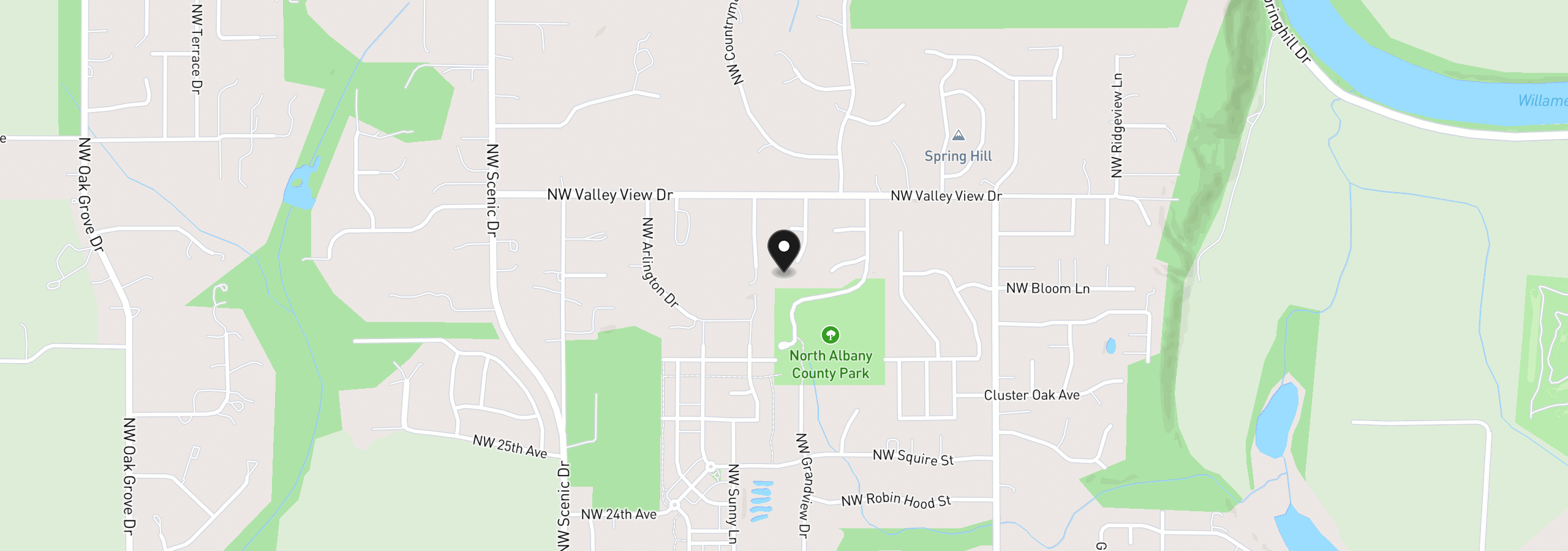 Map showing the location of 2700 Miller Ln NW, Albany, OR 97321