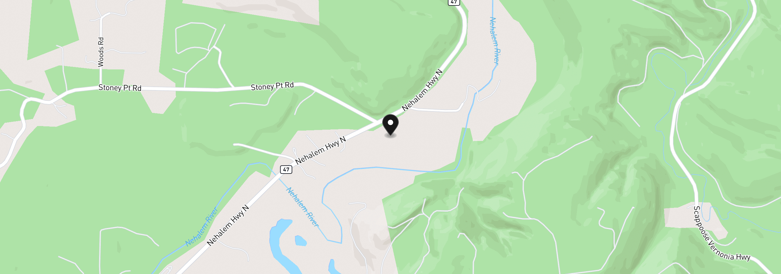 Map showing the location of Nehalem Hwy N, Vernonia, OR 97064