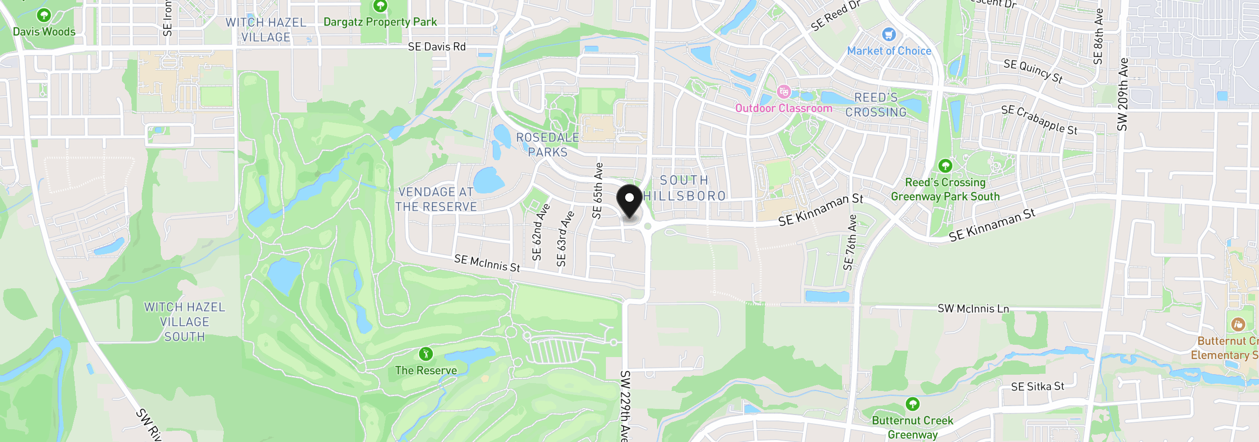 Map showing the location of 6627 SE Kinnaman St, Hillsboro, OR 97123