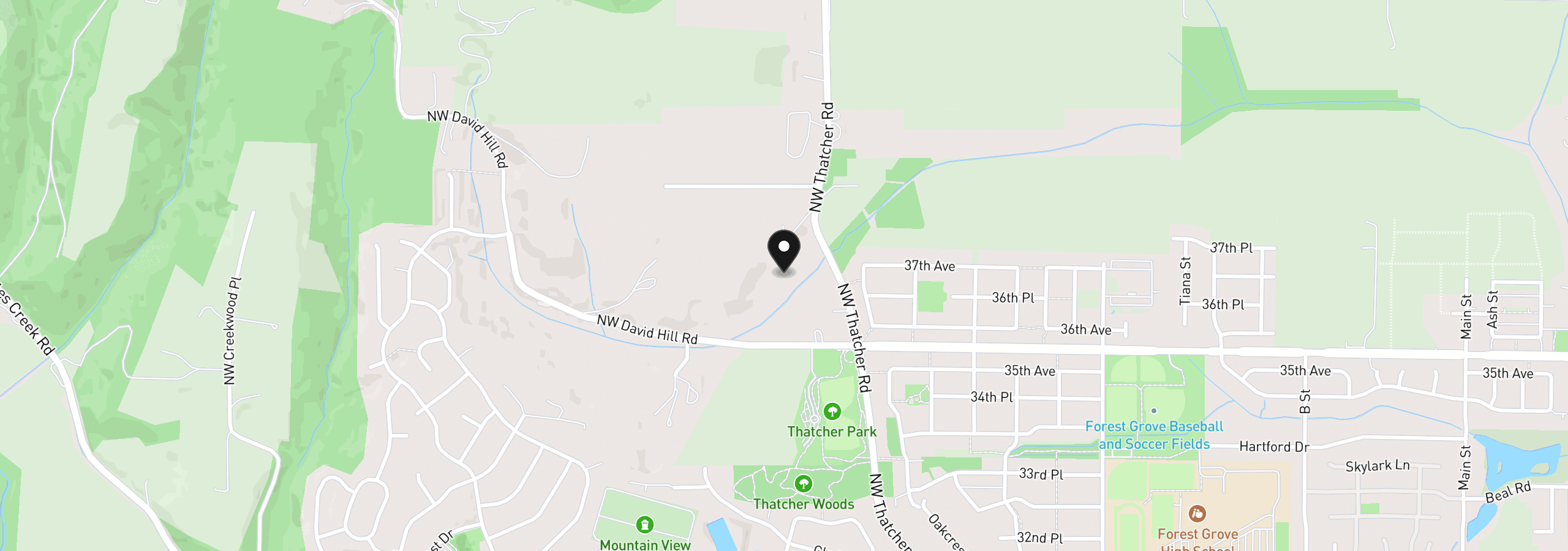 Map showing the location of 44725 NW David Hill Rd, Forest Grove, OR 97116