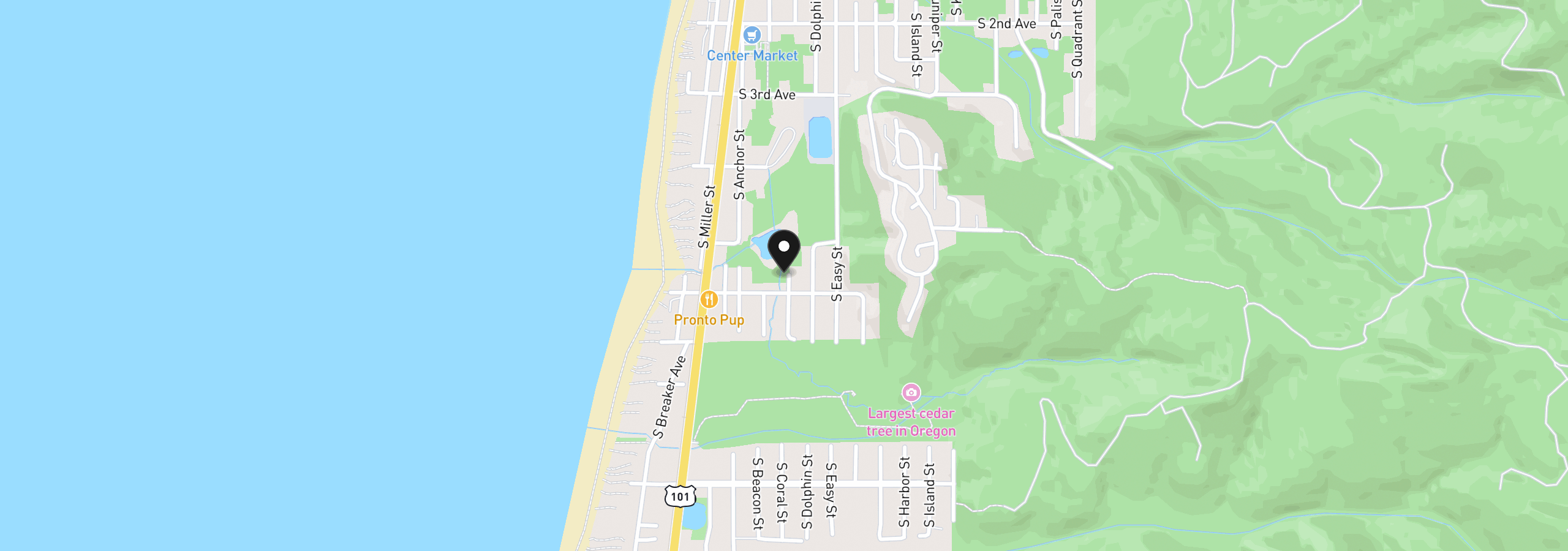 Map showing the location of S Coral St Tl 300, Rockaway Beach, OR 97136