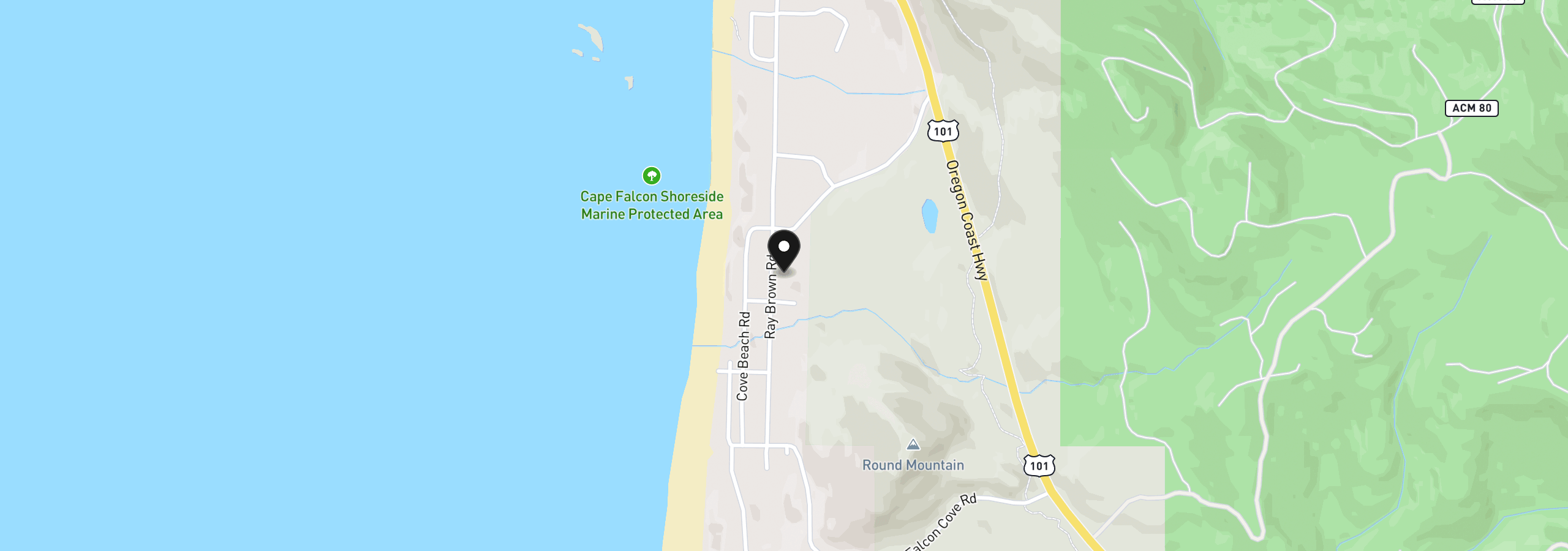 Map showing the location of 79233 Ray Brown Rd, Arch Cape, OR 97102