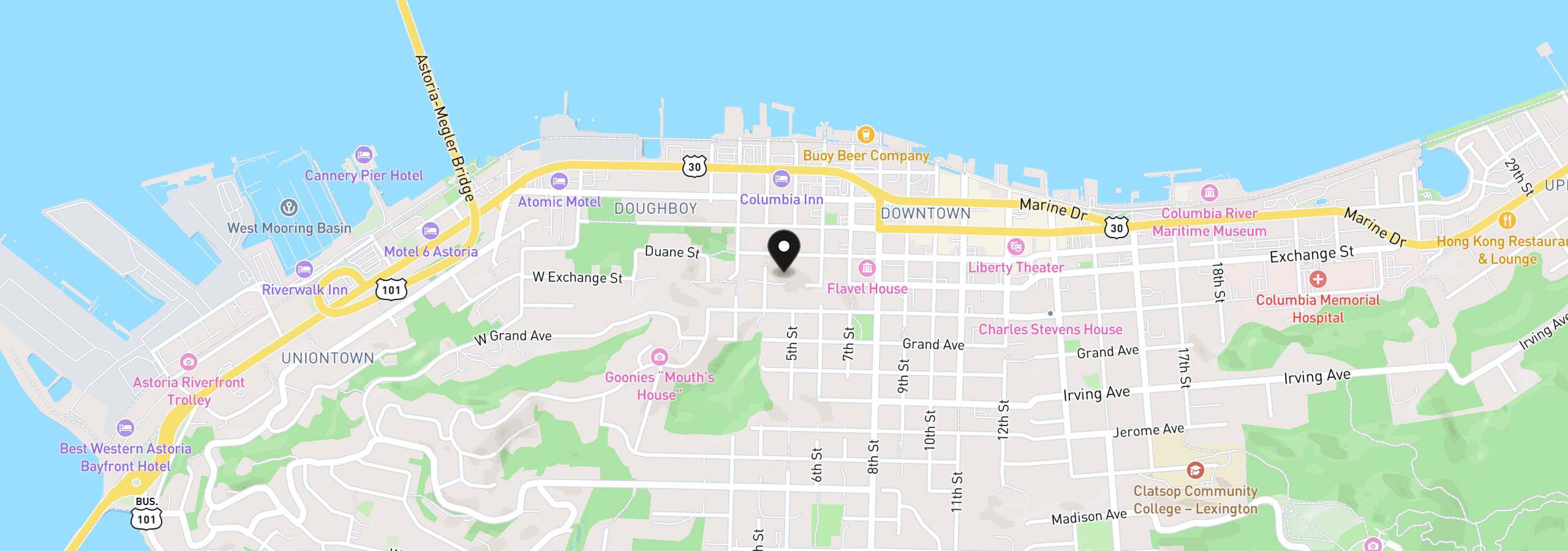 Map showing the location of Vl Exchange St, Astoria, OR 97103