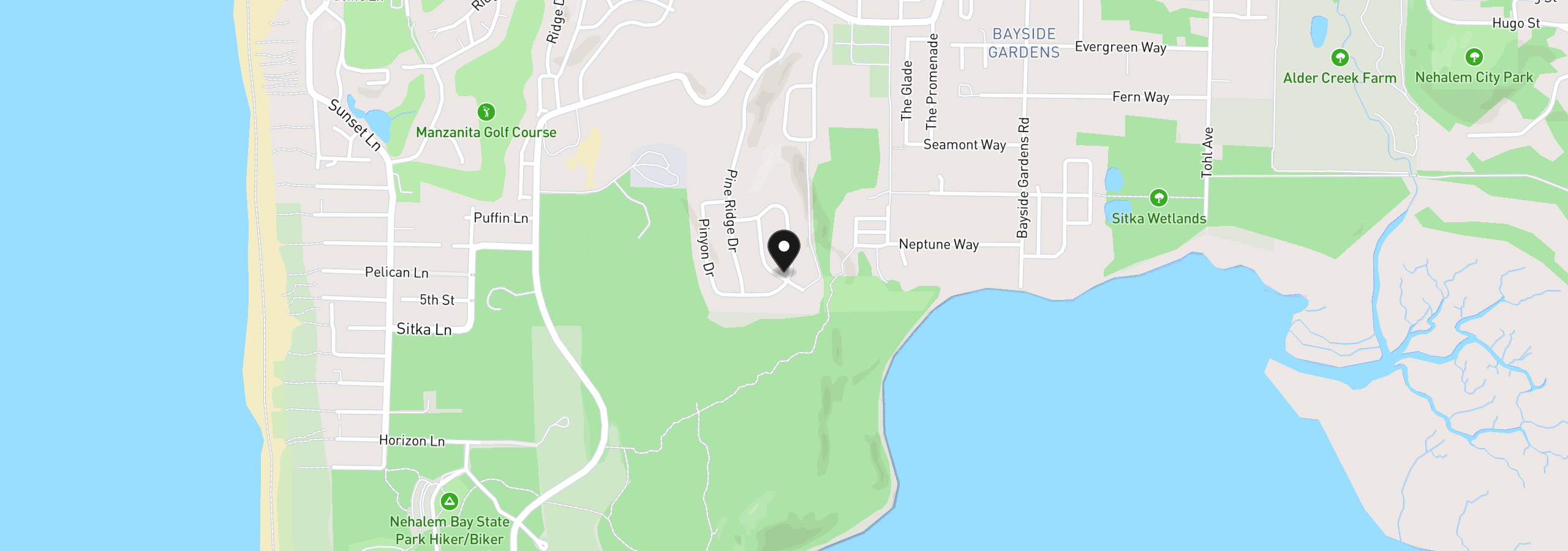 Map showing the location of Shore Pine Ln 169, Manzanita, OR 97130