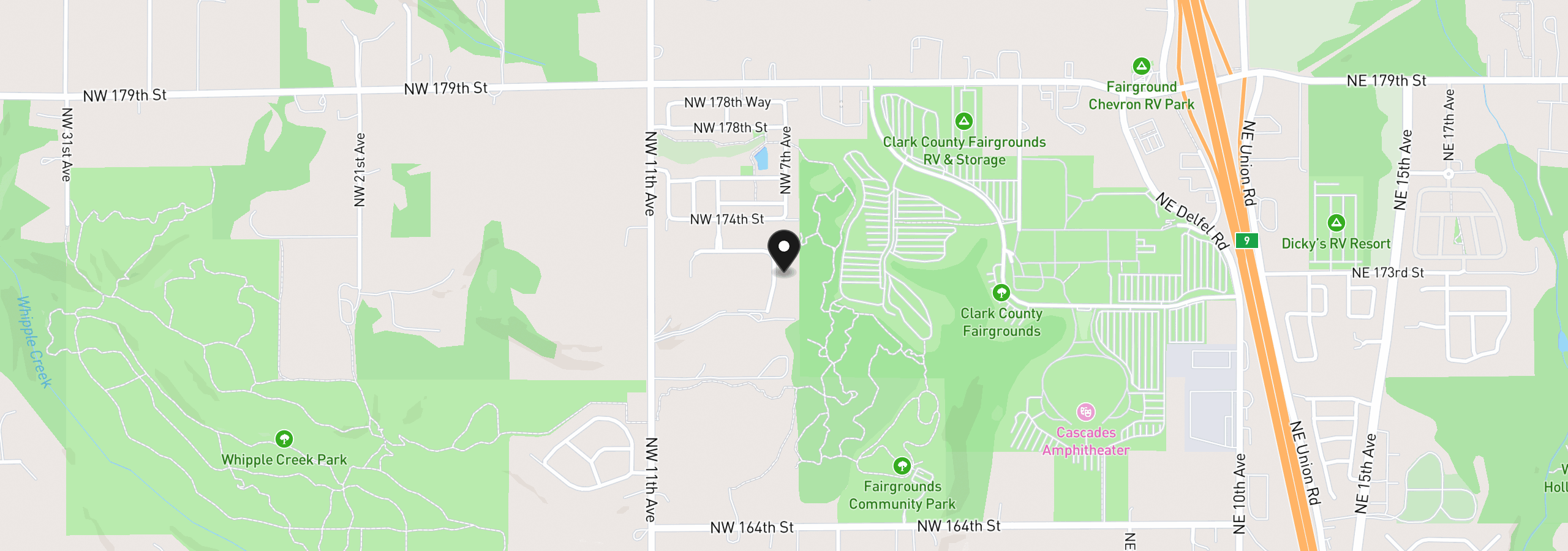 Map showing the location of 17207 NW 7th Ave, Ridgefield, Wa 98642