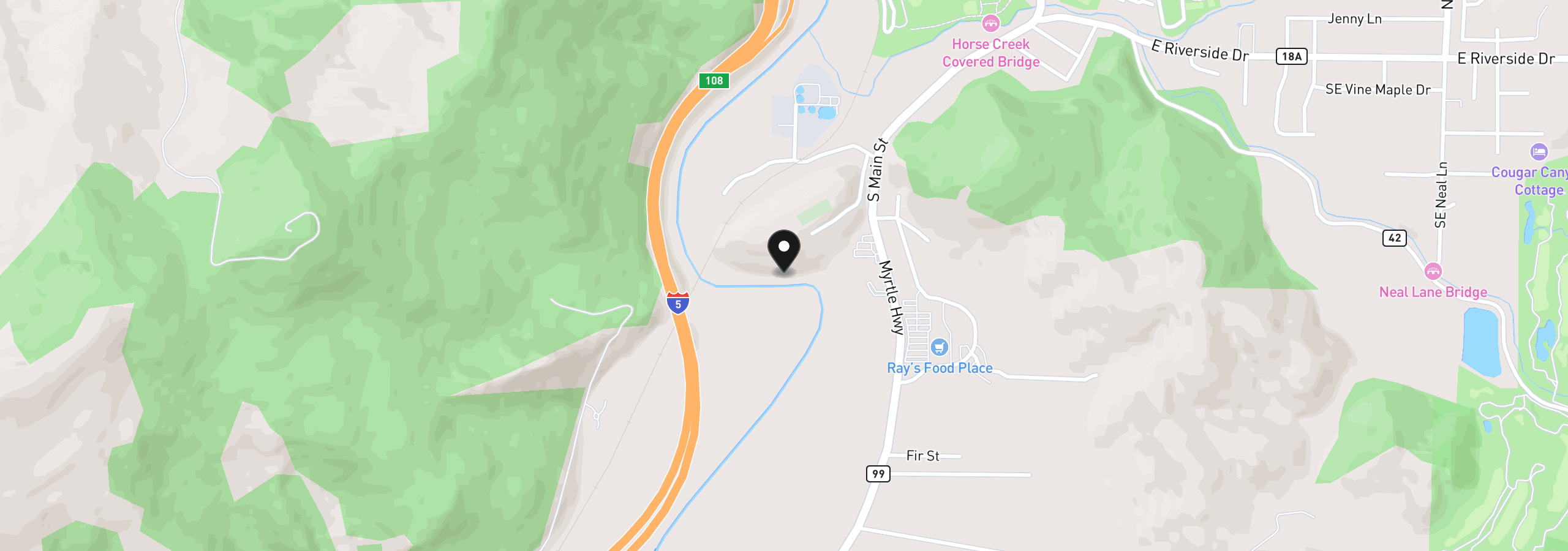 Map showing the location of 0 N Main St, Myrtle Creek, OR 97457