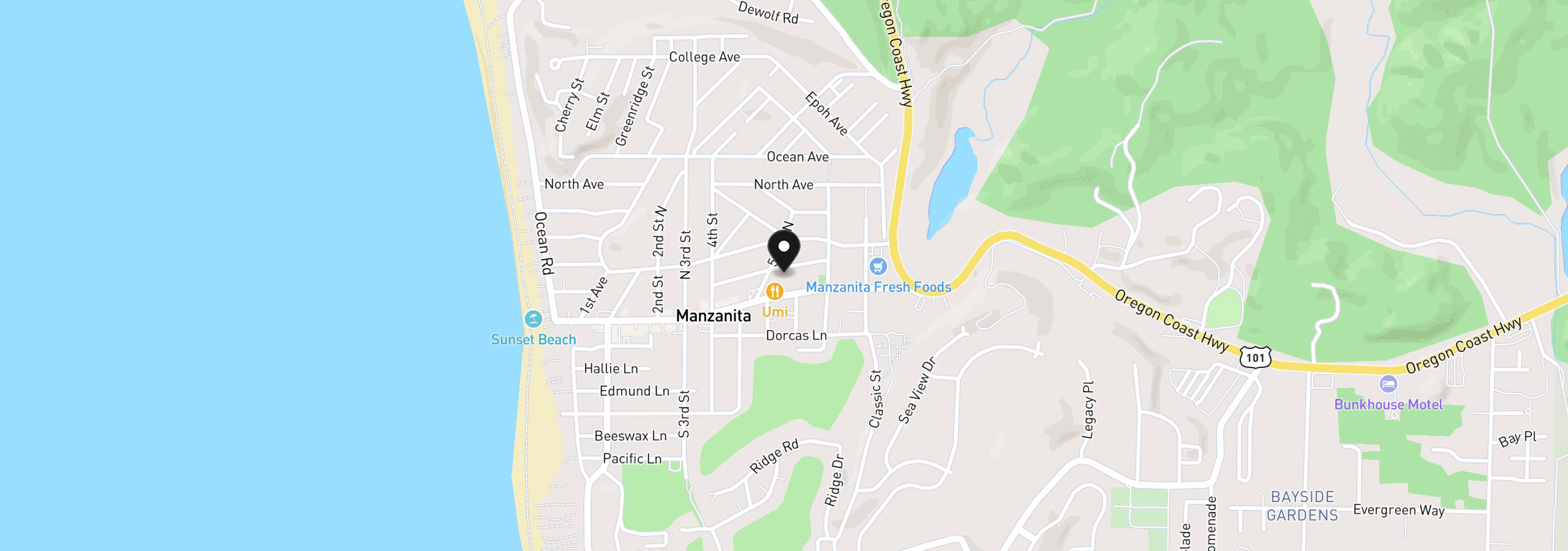 Map showing the location of 520 Laurel Ave, Manzanita, OR 97130