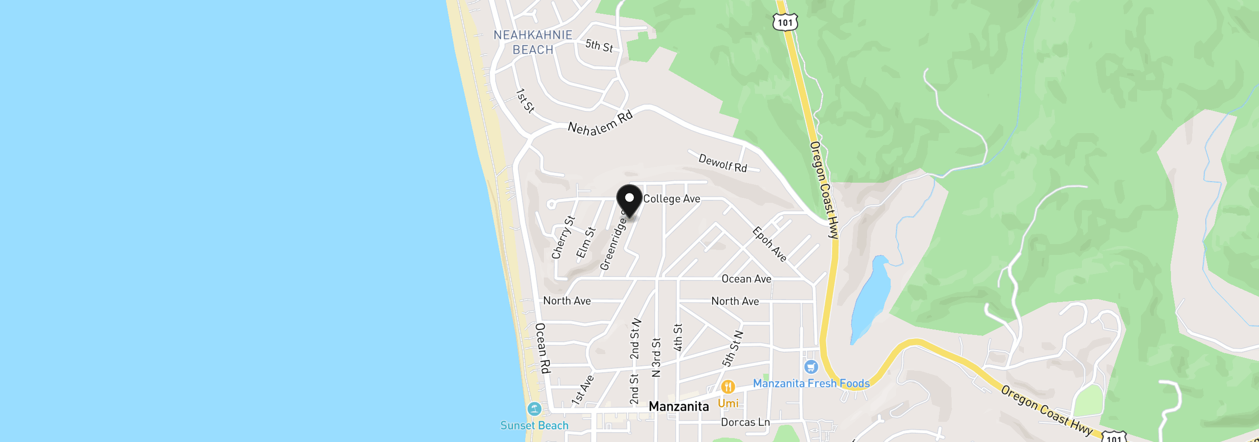 Map showing the location of 855 Hemlock St, Manzanita, OR 97130