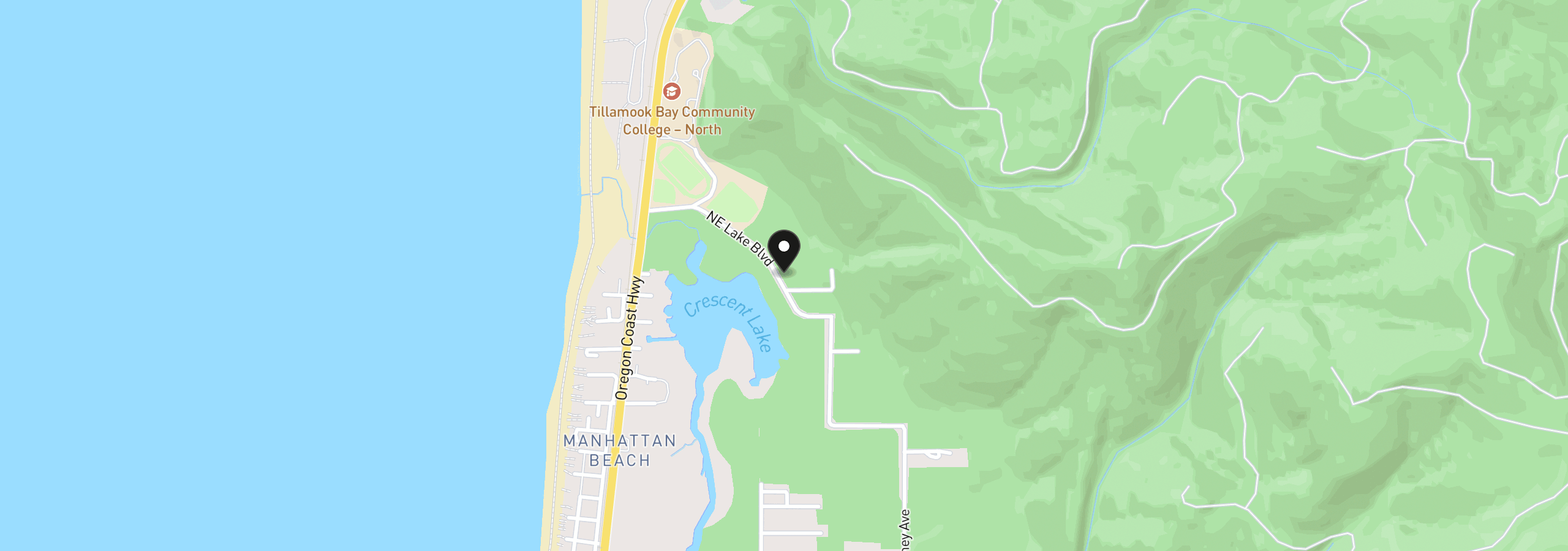 Map showing the location of 24485 NE Lake Blvd, Rockaway Beach, OR 97136