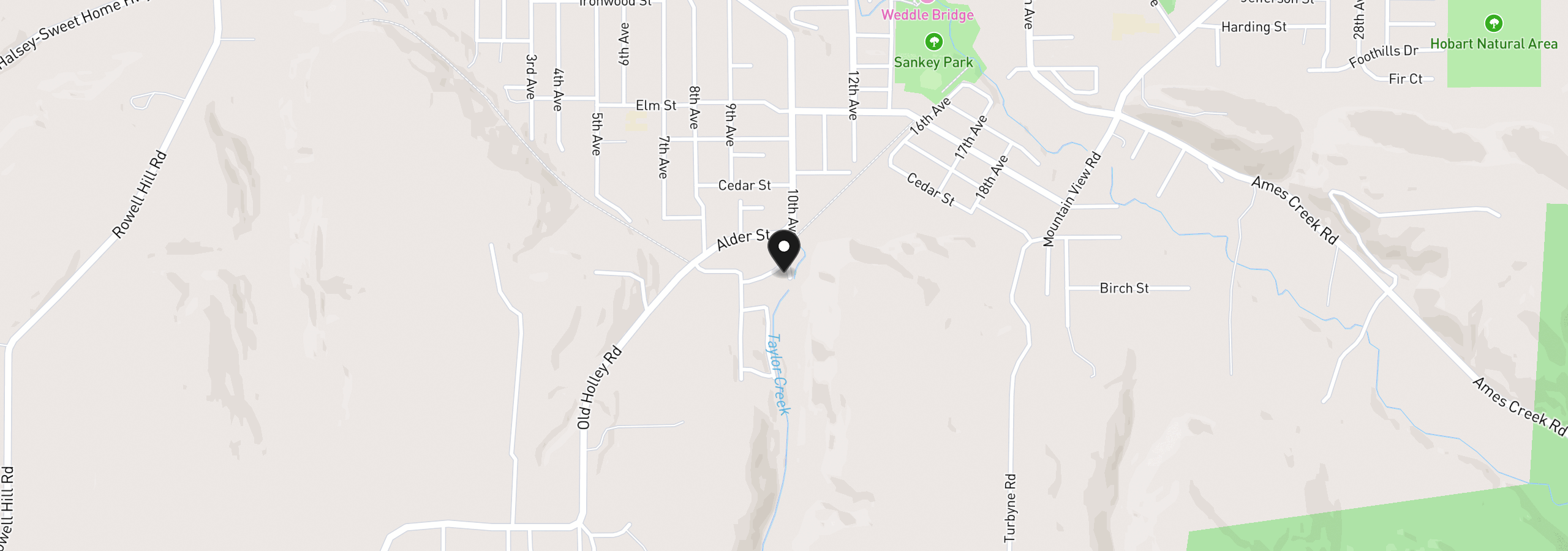 Map showing the location of 985 Pinetop St, Sweet Home, OR 97386