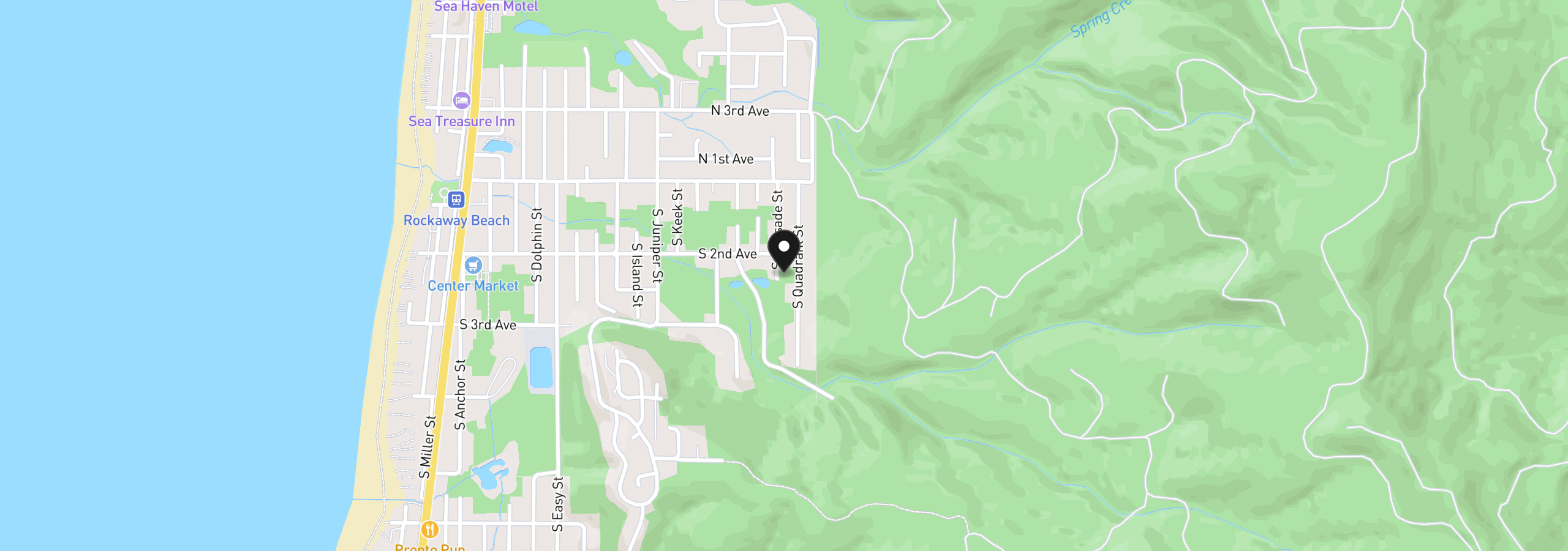 Map showing the location of 234 S Palisades St, Rockaway Beach, OR 97136