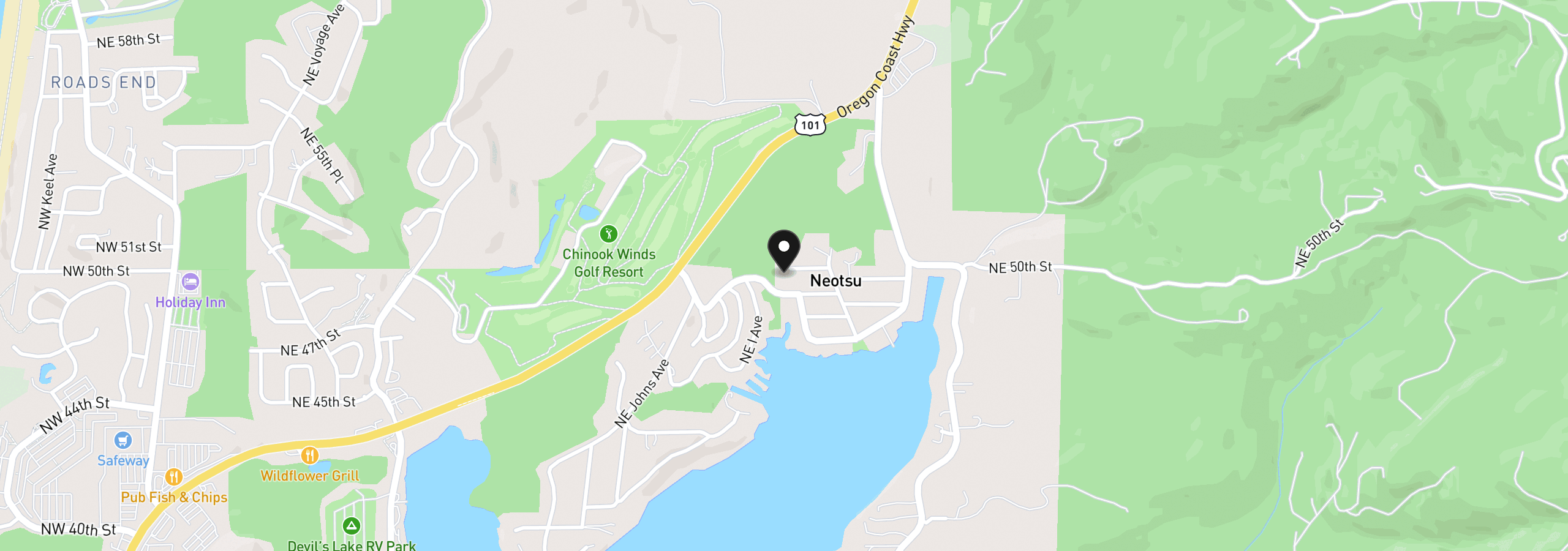 Map showing the location of 4701 NE Neotsu Dr, Neotsu, OR 97364