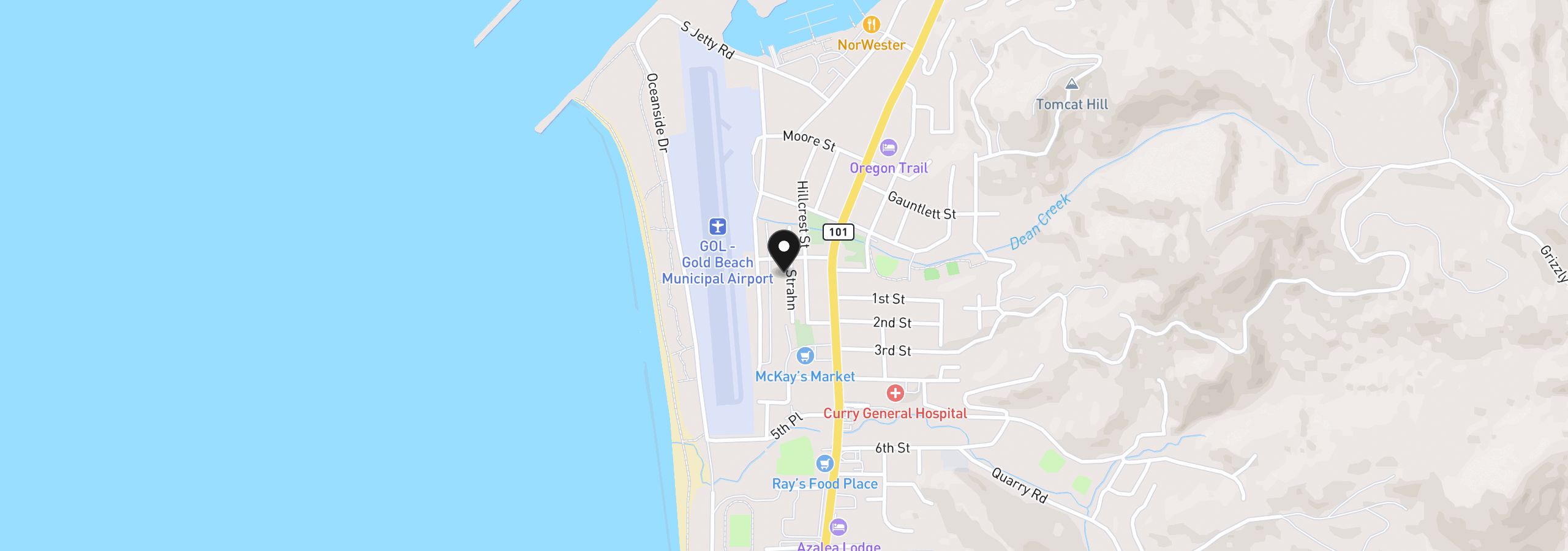 Map showing the location of 29730 Shore Pine Ln, Gold Beach, OR 97444