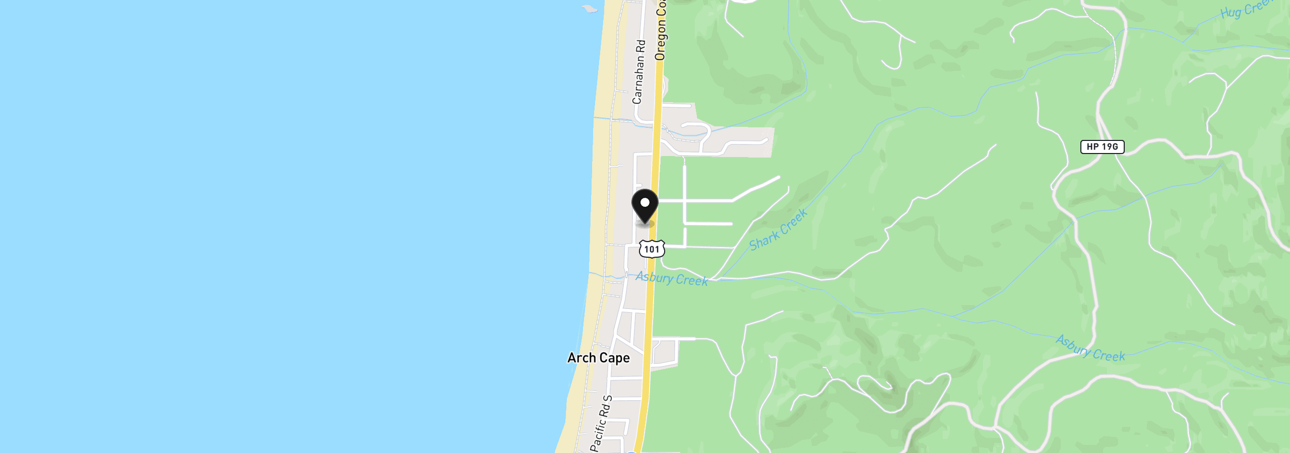 Map showing the location of 79596 Hwy 101, Arch Cape, OR 97102