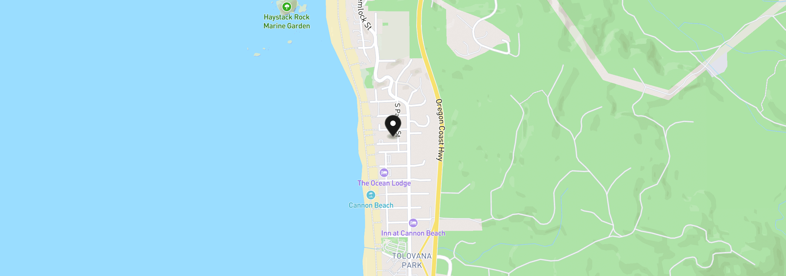 Map showing the location of 232 W Nebesna St, Cannon Beach, OR 97110