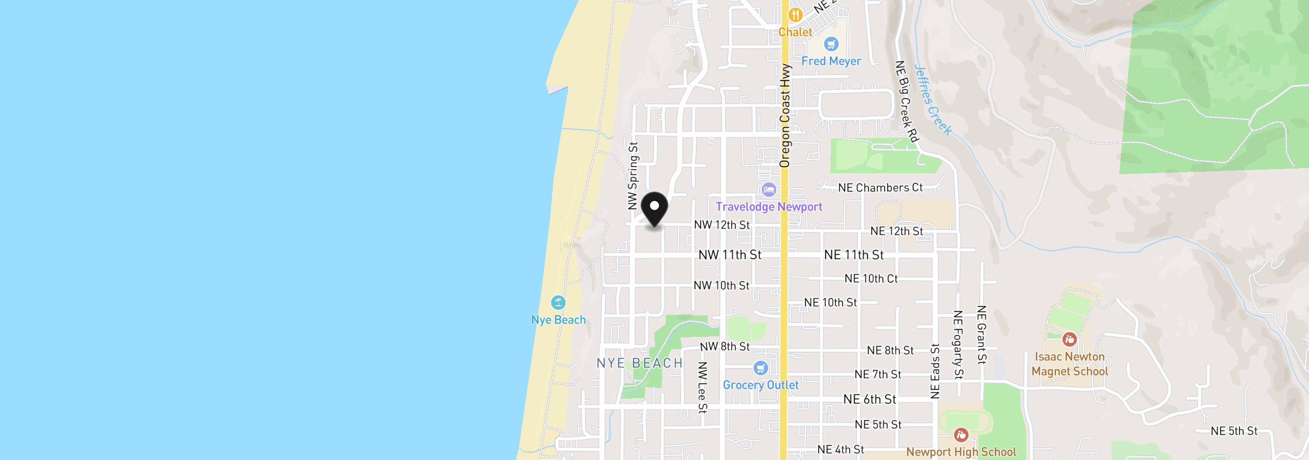 Map showing the location of 507 NW 12th St, Newport, OR 97365