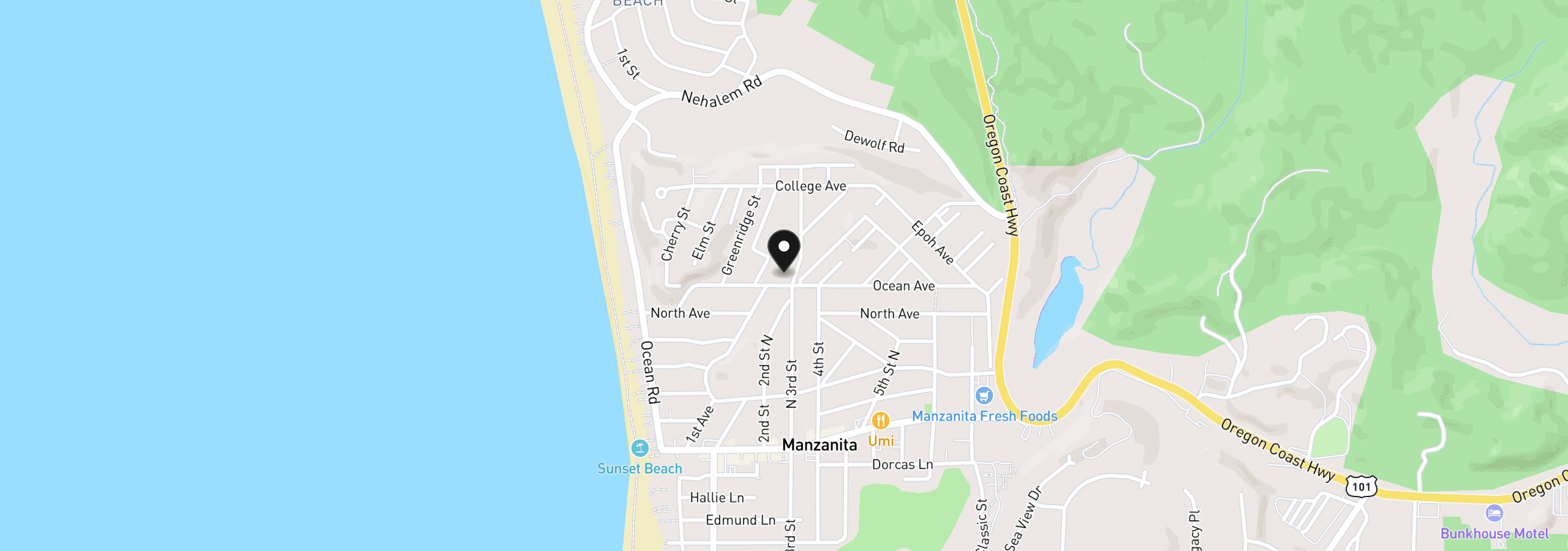 Map showing the location of N Third St Tl 9500, Manzanita, OR 97130