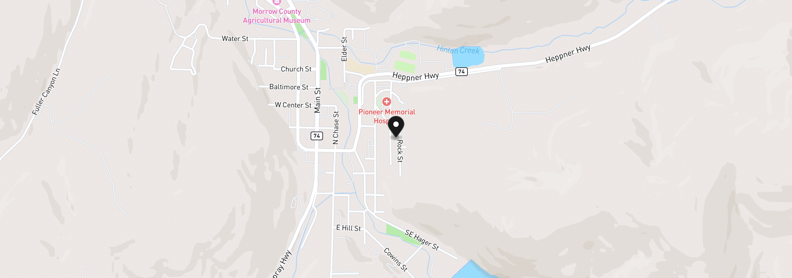 Map showing the location of 180 Rock St, Heppner, OR 97836