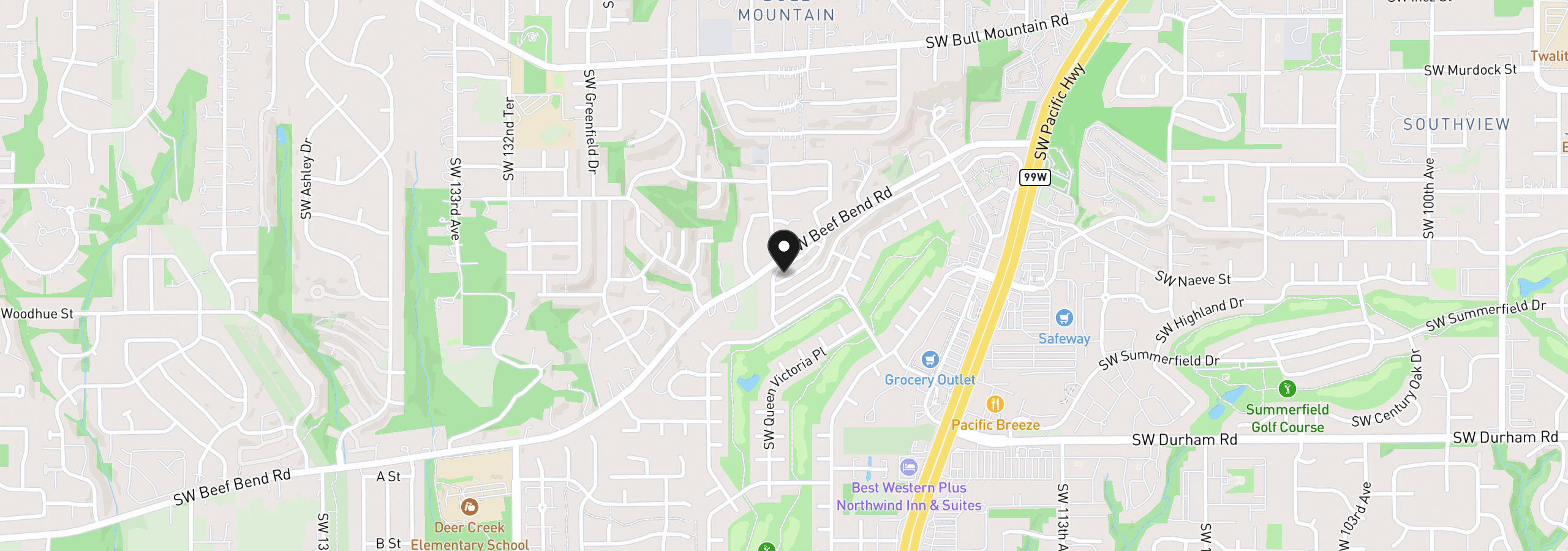Map showing the location of 12243 SW King Arthur St, King City, OR 97224