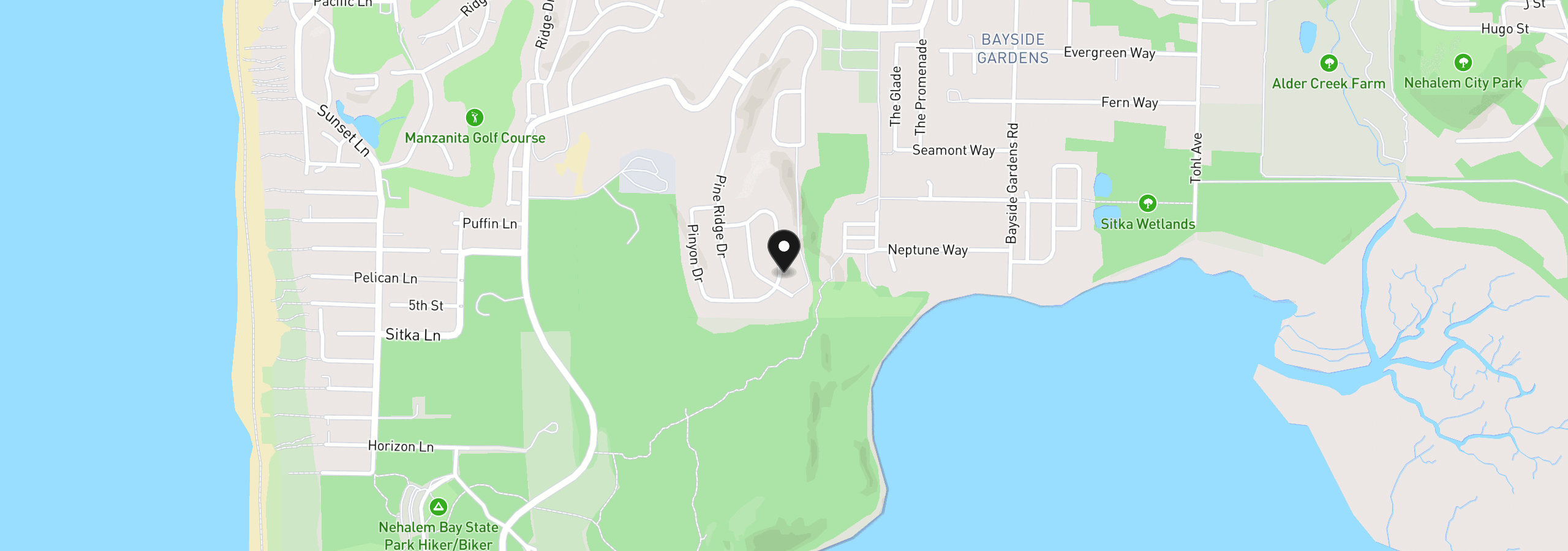 Map showing the location of Lodgepole Dr 125, Manzanita, OR 97130