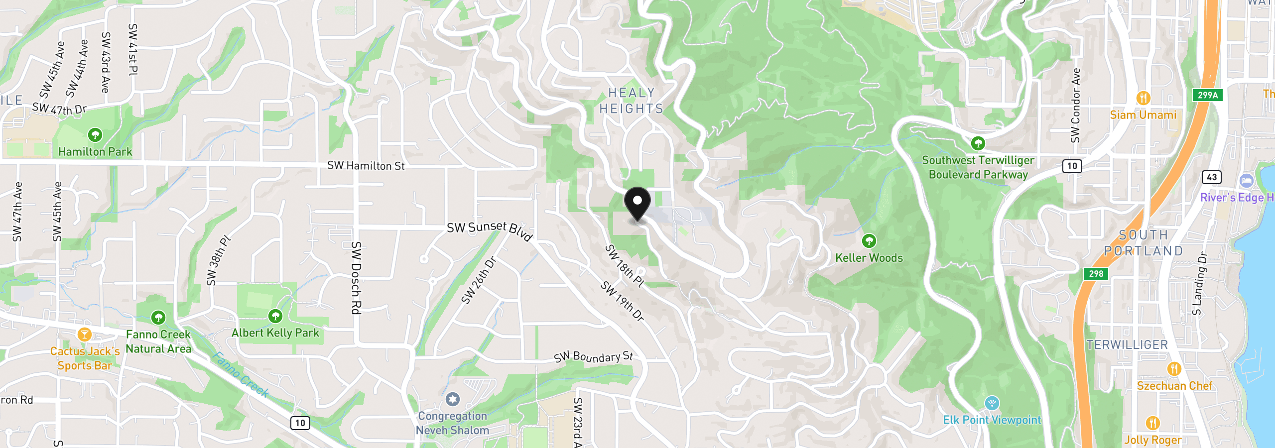 Map showing the location of 4731 SW 18th Dr A, Portland, OR 97239